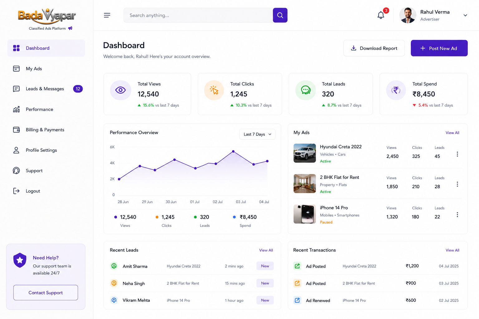 Advertiser Dashboard and Operations